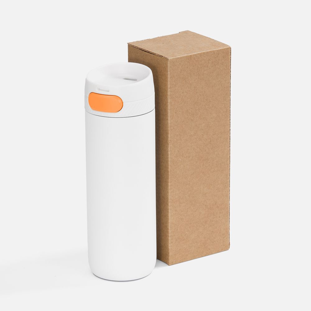 Термостакан X1 с цветной кнопкой, белый с оранжевым / Миниатюра WWW (1000)