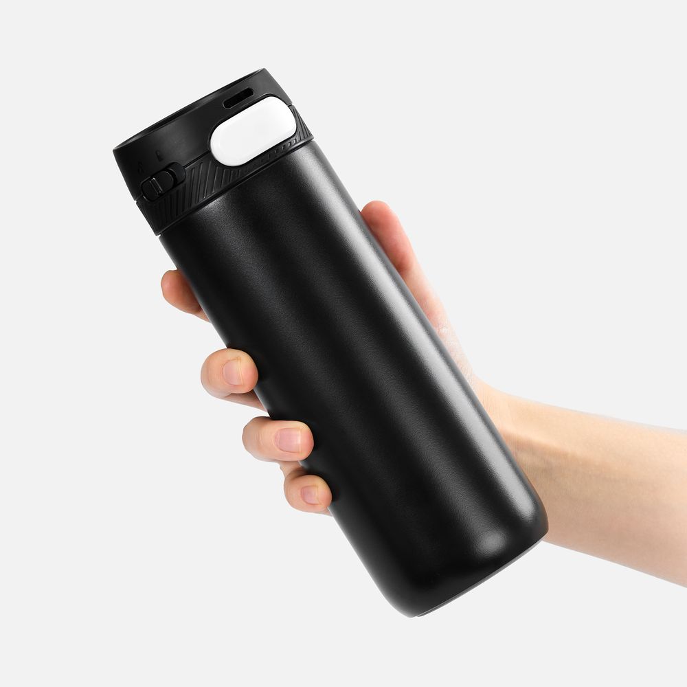 Термостакан X1 с цветной кнопкой, черный с белым / Миниатюра WWW (1000)