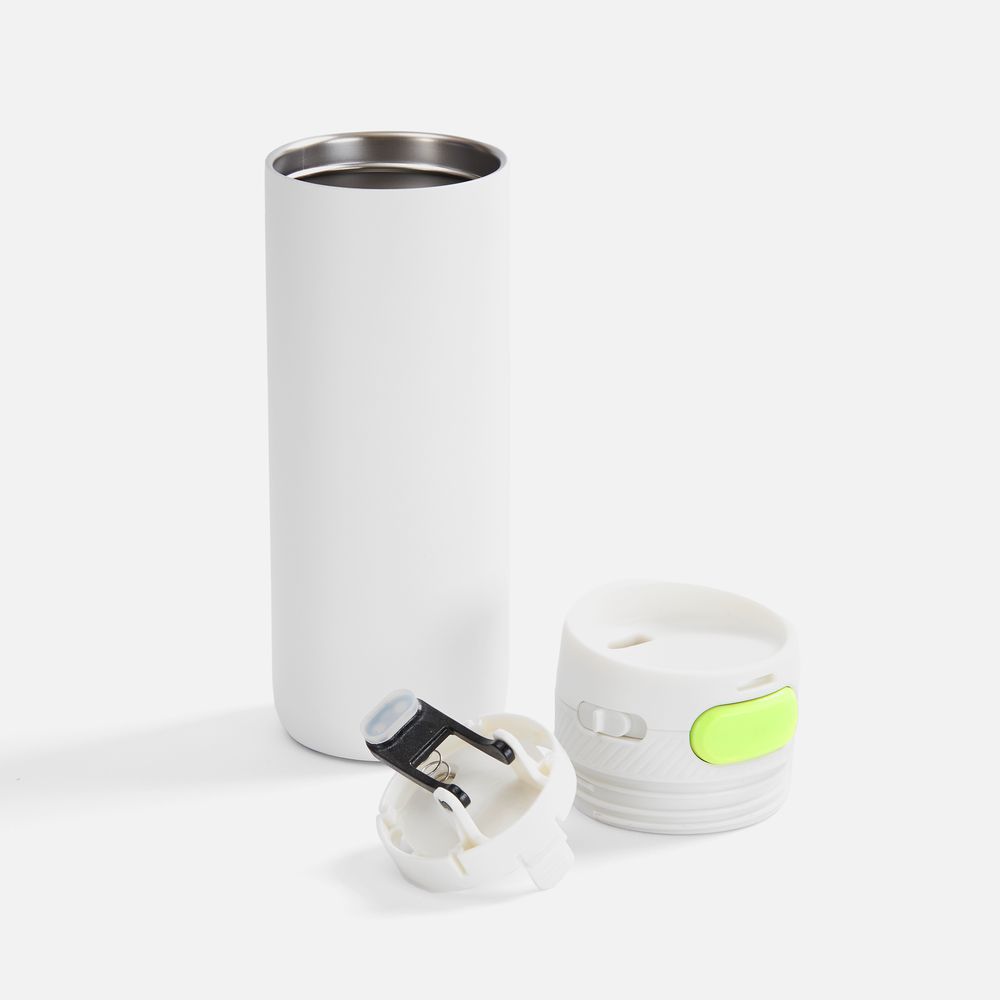 Термостакан X1 с цветной кнопкой, белый с желтым / Миниатюра WWW (1000)