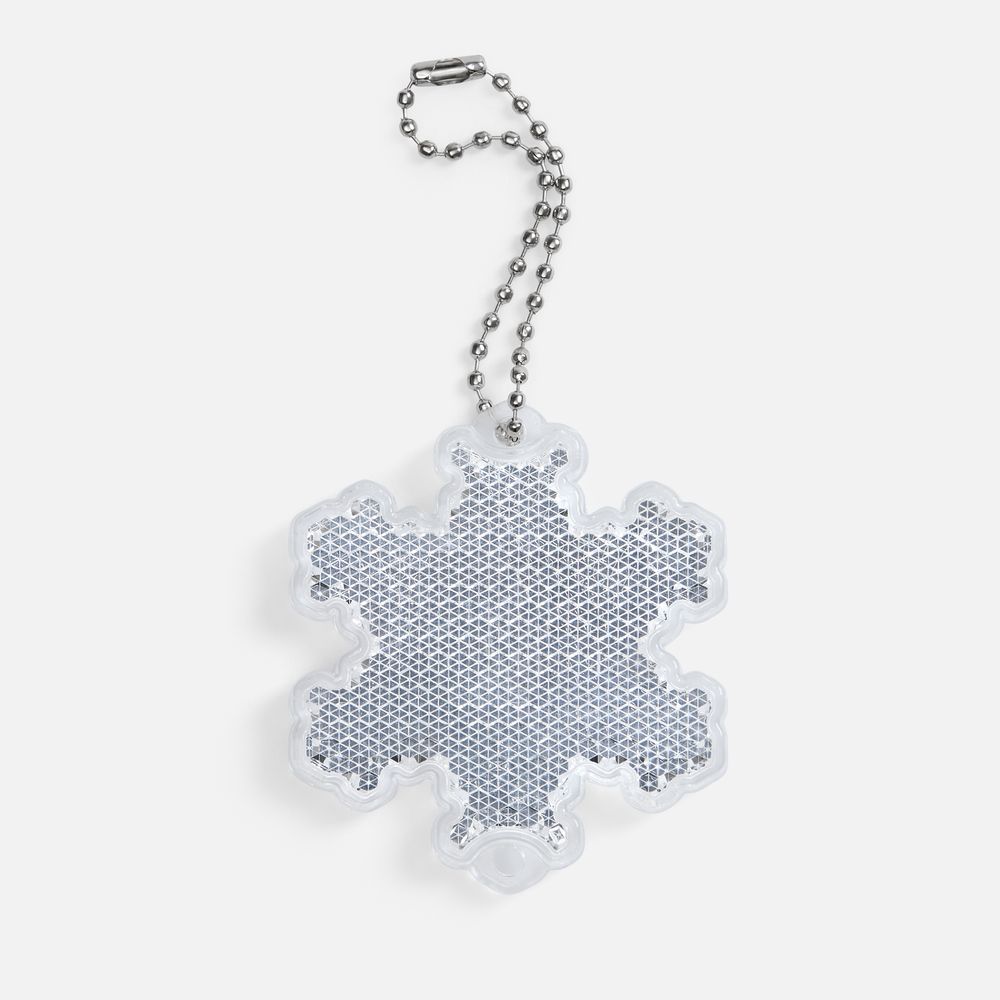 Пешеходный светоотражатель с цепочкой «Снежинка», белый / Миниатюра WWW (1000)