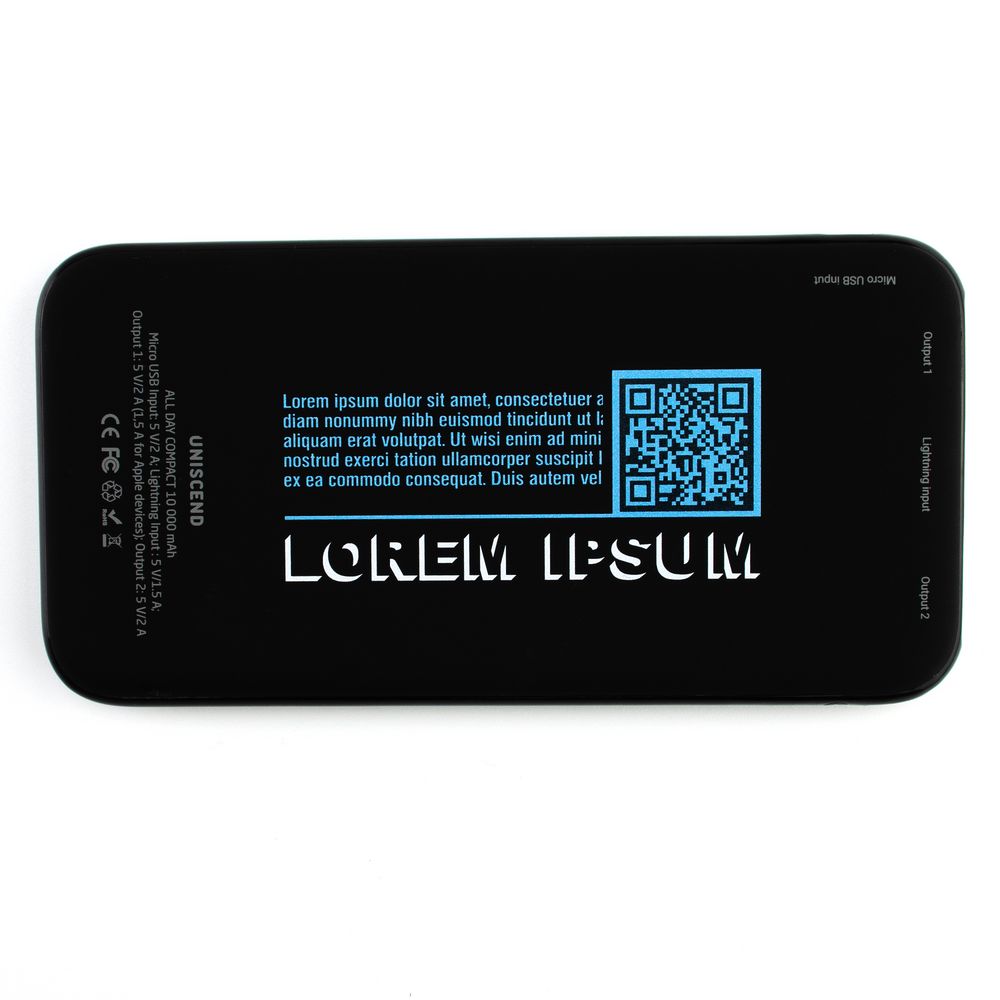 Aккумулятор Uniscend All Day Type-C 10000 мAч, черный / Миниатюра нанесения (1000)