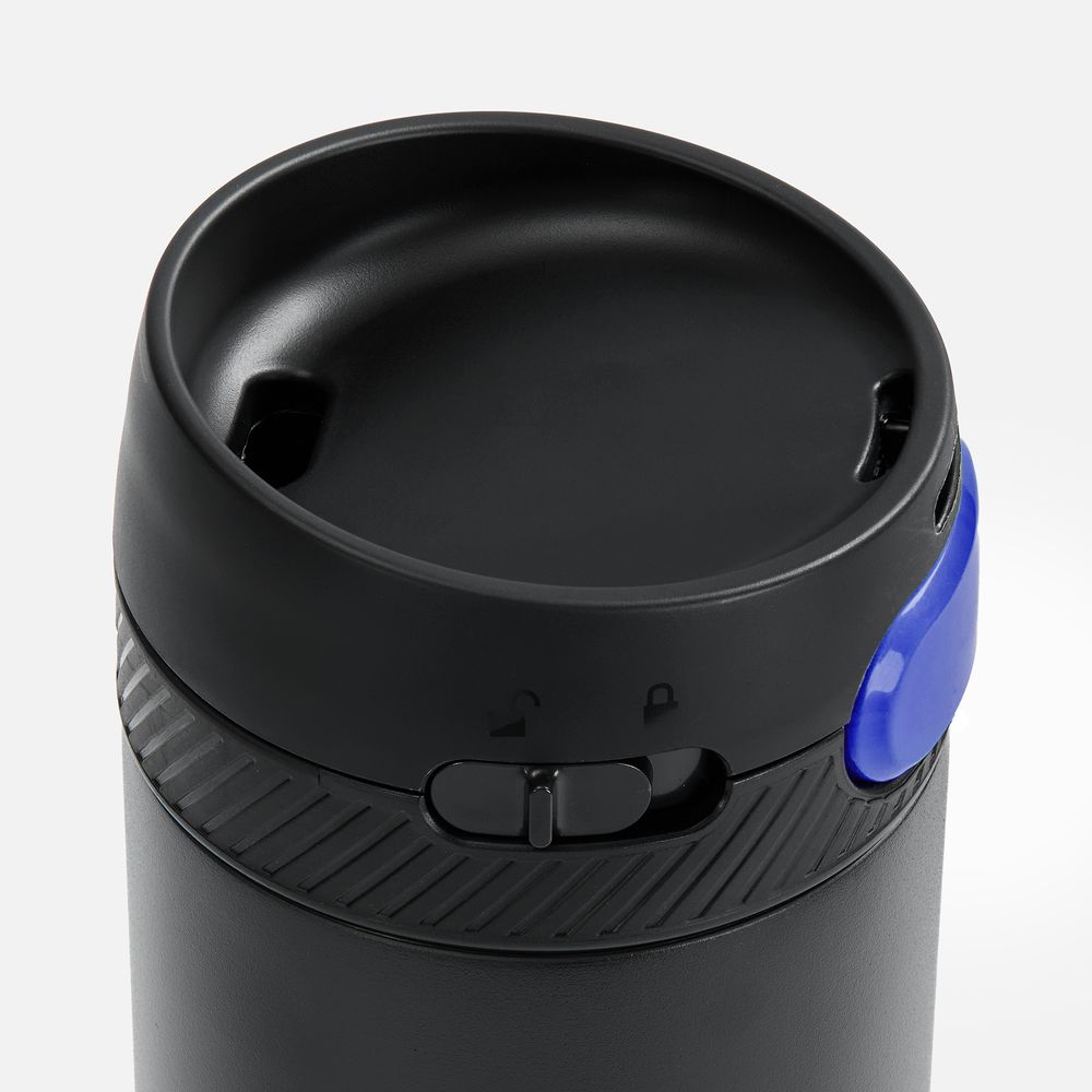 Термостакан X1 с цветной кнопкой, черный с синим / Миниатюра WWW (1000)