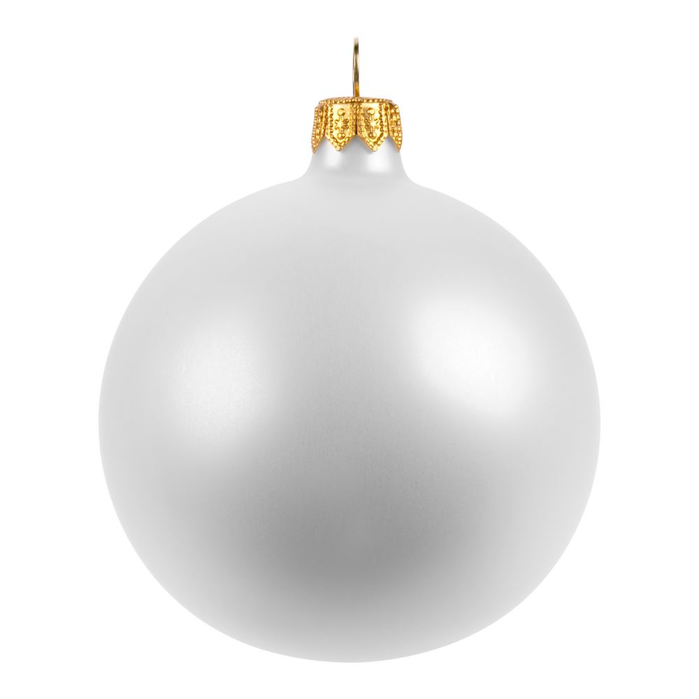 Елочный шар Gala Matt в коробке, 8,5 см, белый / Миниатюра WWW (1000)