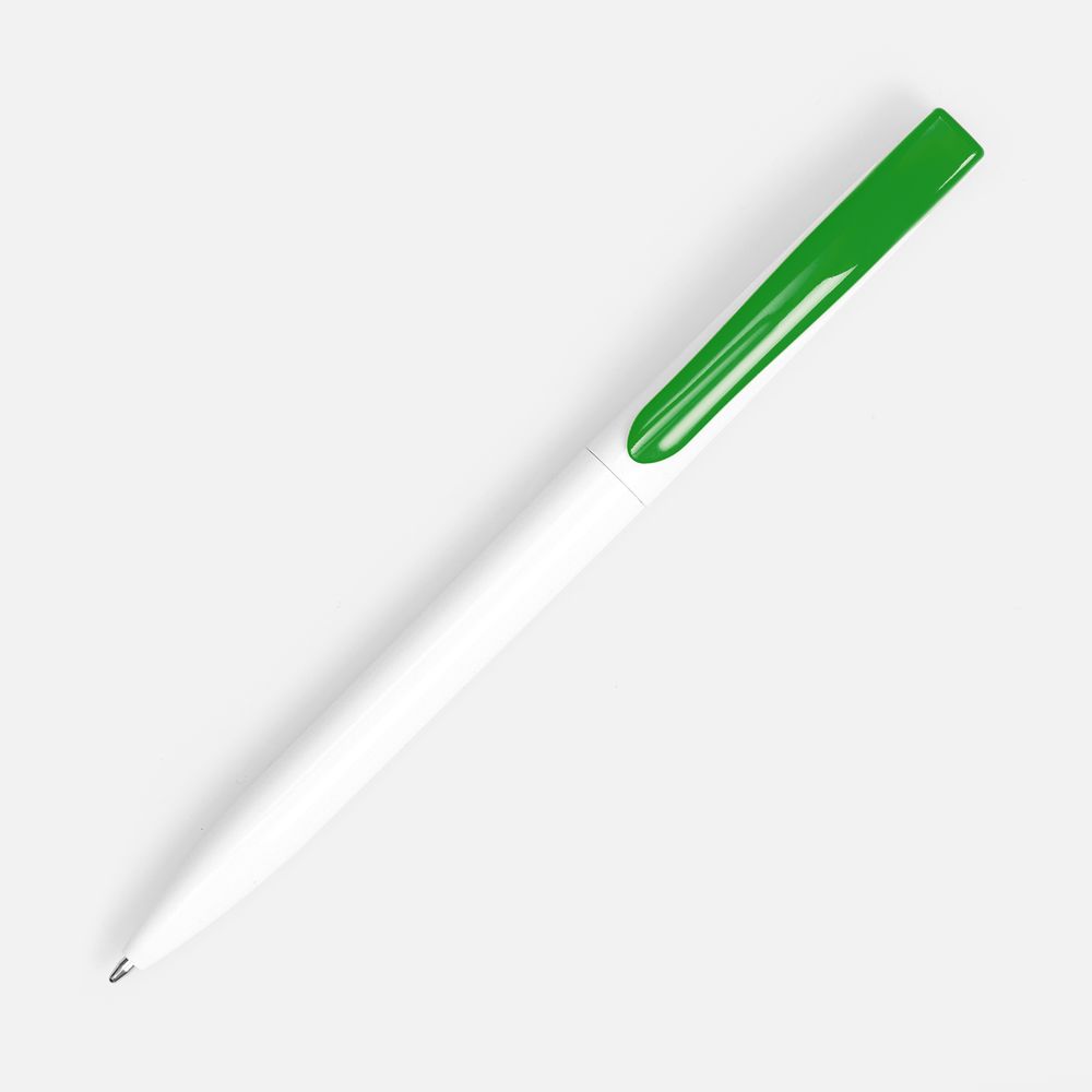 Ручка шариковая Pin, белая с зеленым / Миниатюра WWW (1000)