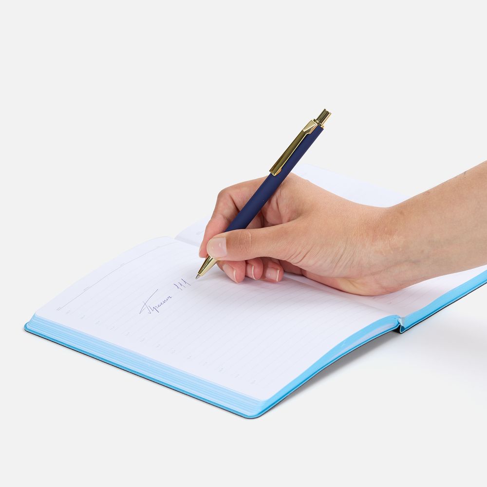 Ручка шариковая Lobby Soft Touch Gold, синяя / Миниатюра WWW (1000)