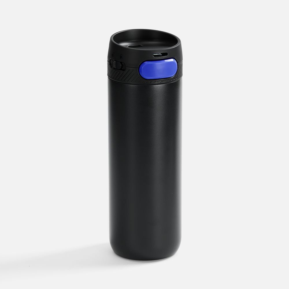 Термостакан X1 с цветной кнопкой, черный с синим / Миниатюра WWW (1000)
