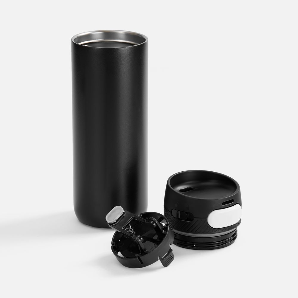 Термостакан X1 с цветной кнопкой, черный с белым / Миниатюра WWW (1000)