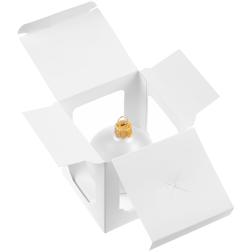 Елочный шар Gala Matt в коробке, 8,5 см, белый / Миниатюра WWW (1000)