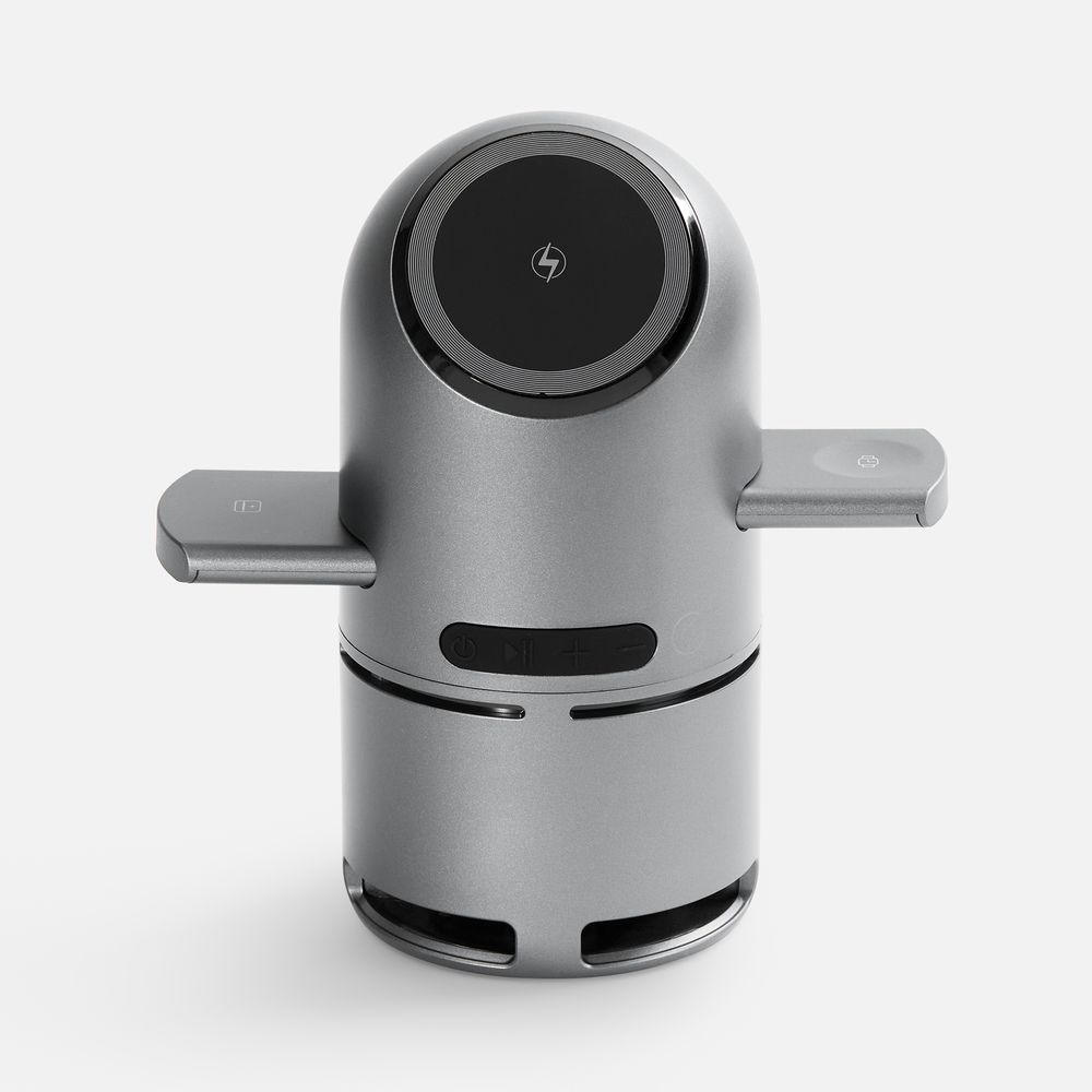 Bluetooth-колонка с беспроводной зарядкой Droid, серая / Миниатюра WWW (1000)