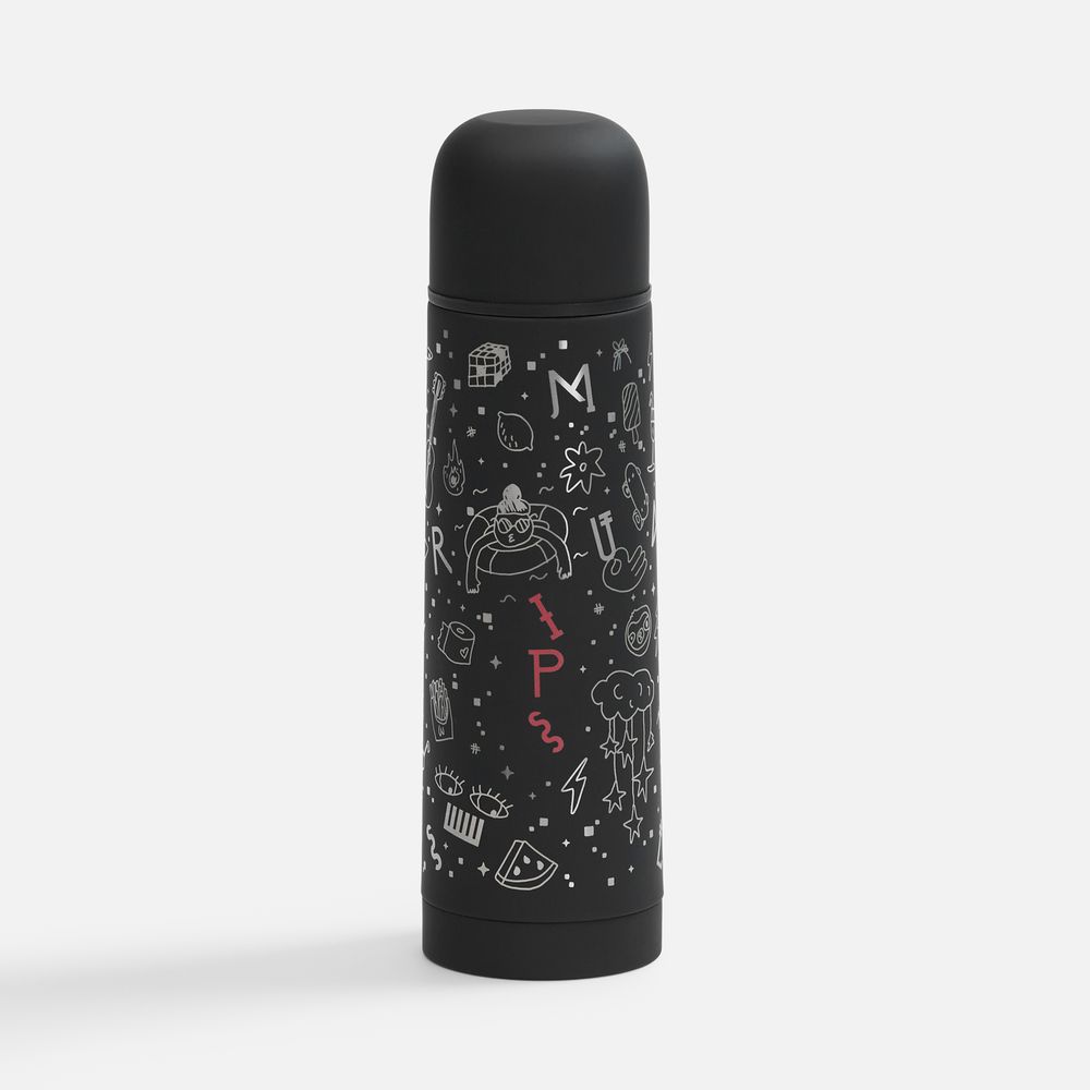 Термос Skydive, ver.2, черный / Миниатюра нанесения (1000)