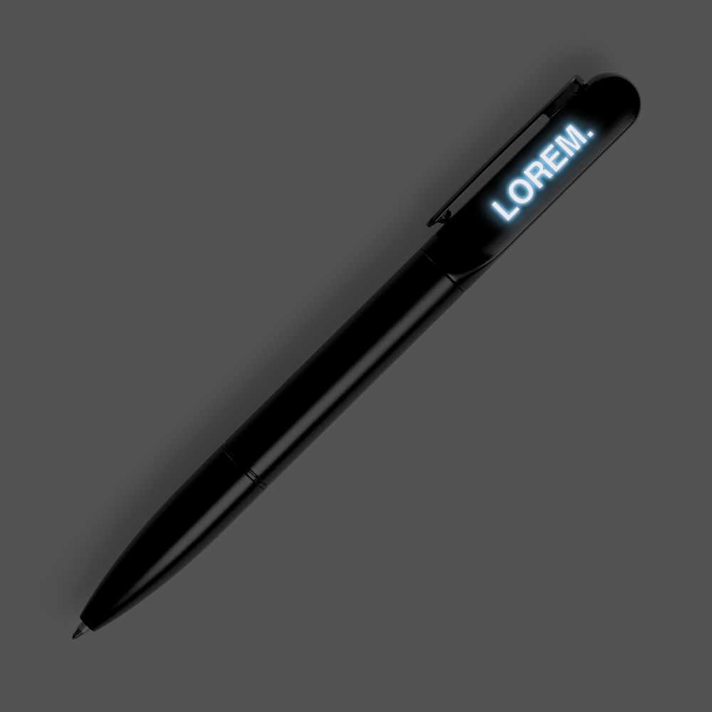 Ручка шариковая Lucenti с подсветкой логотипа, в футляре, черная / Миниатюра WWW (1000)