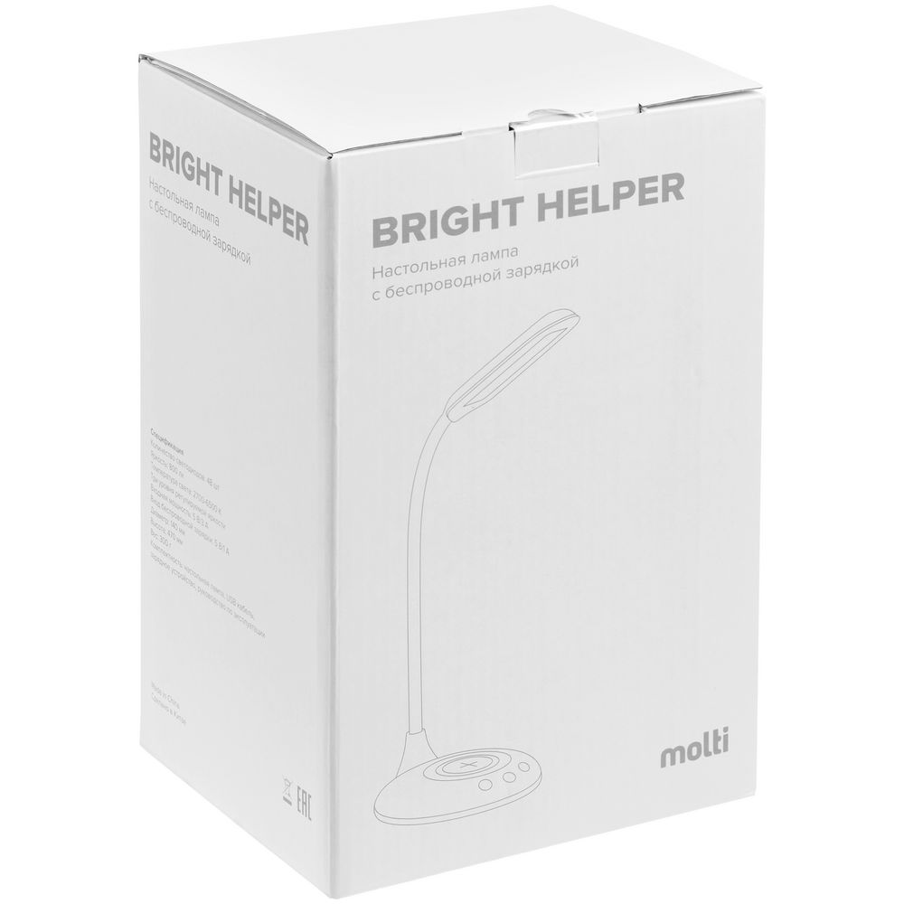 Лампа с беспроводной зарядкой Bright Helper, белая / Миниатюра WWW (1000)