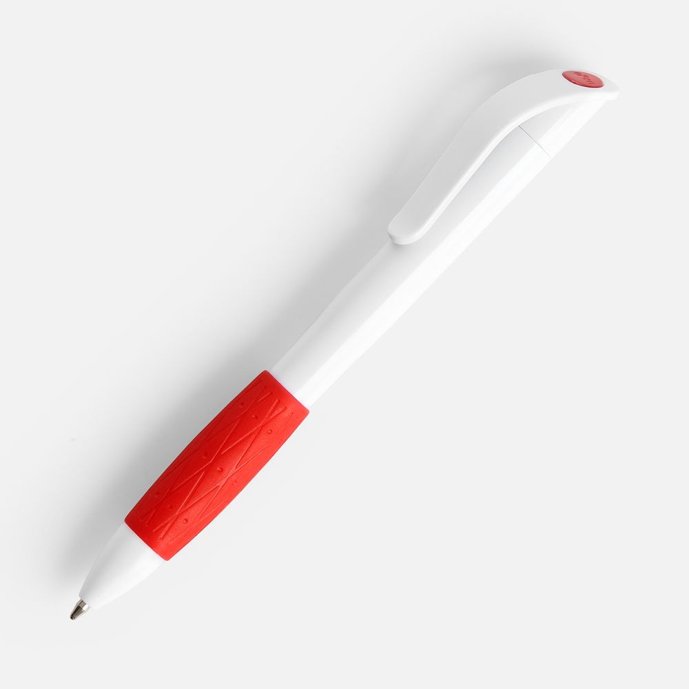 Ручка шариковая Grip, белая с красным / Миниатюра WWW (1000)