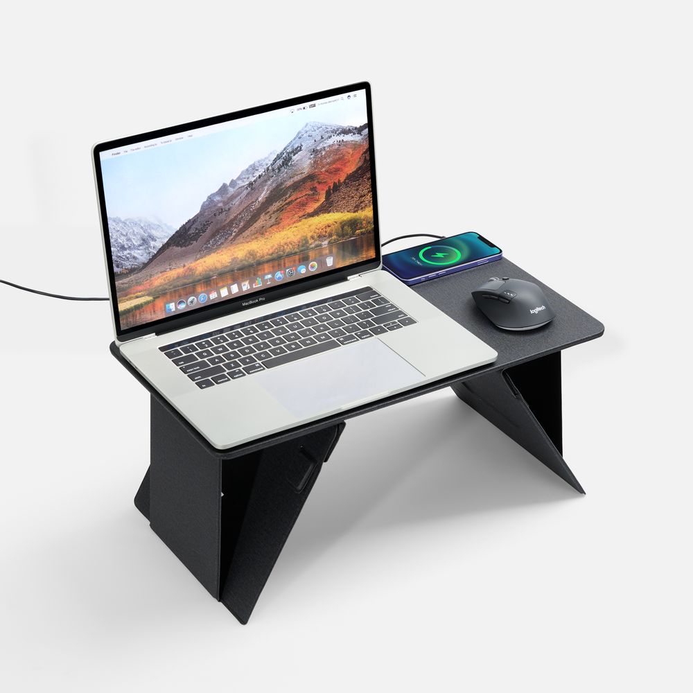 Складной стол для ноутбука с беспроводной зарядкой Kickstand Table, серый / Миниатюра WWW (1000)