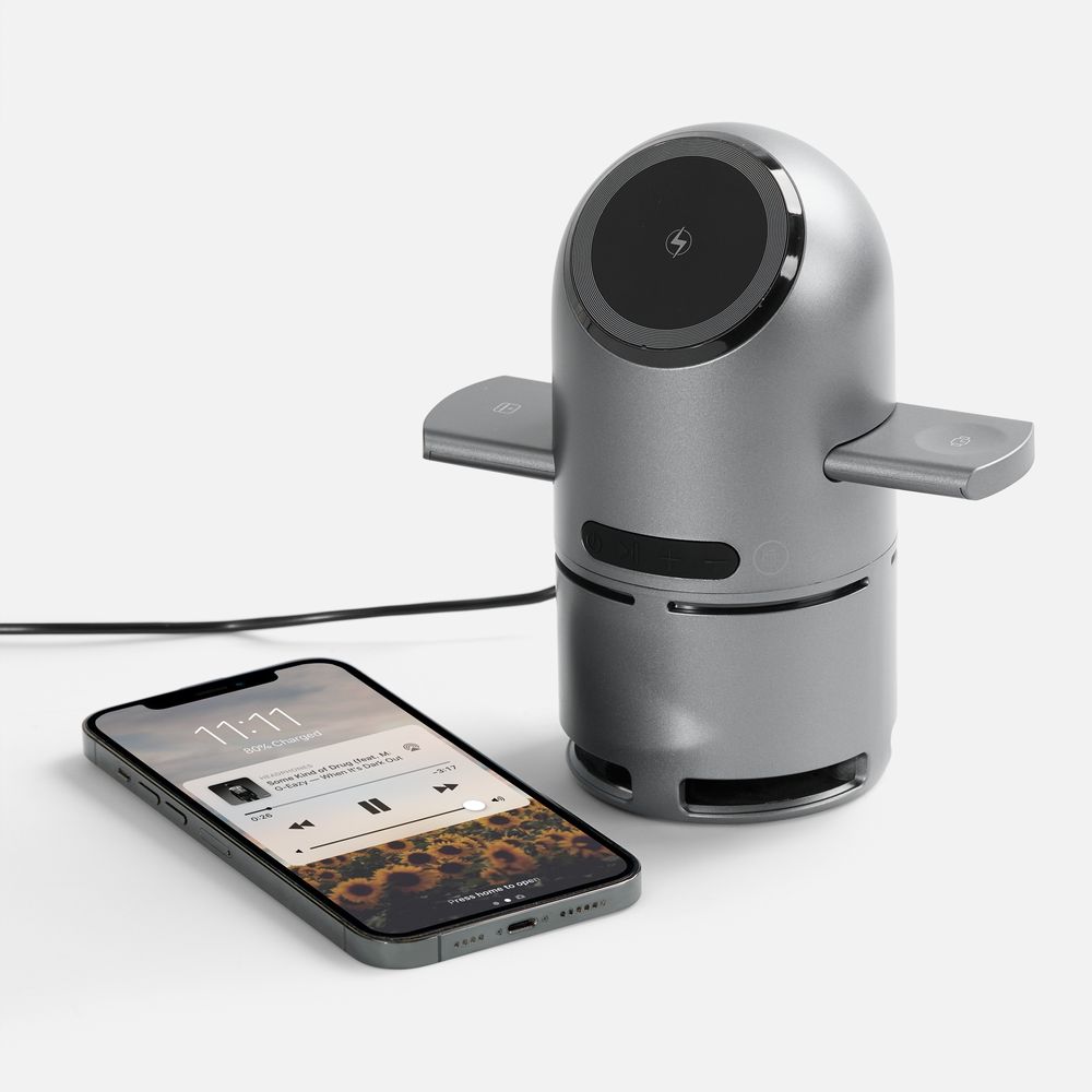 Bluetooth-колонка с беспроводной зарядкой Droid, серая / Миниатюра WWW (1000)