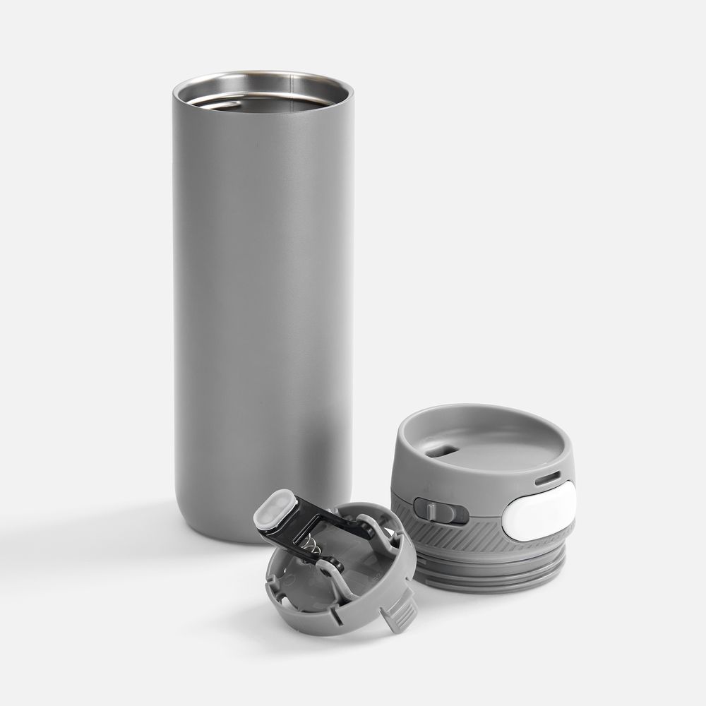 Термостакан X1 с цветной кнопкой, серый с белым / Миниатюра WWW (1000)