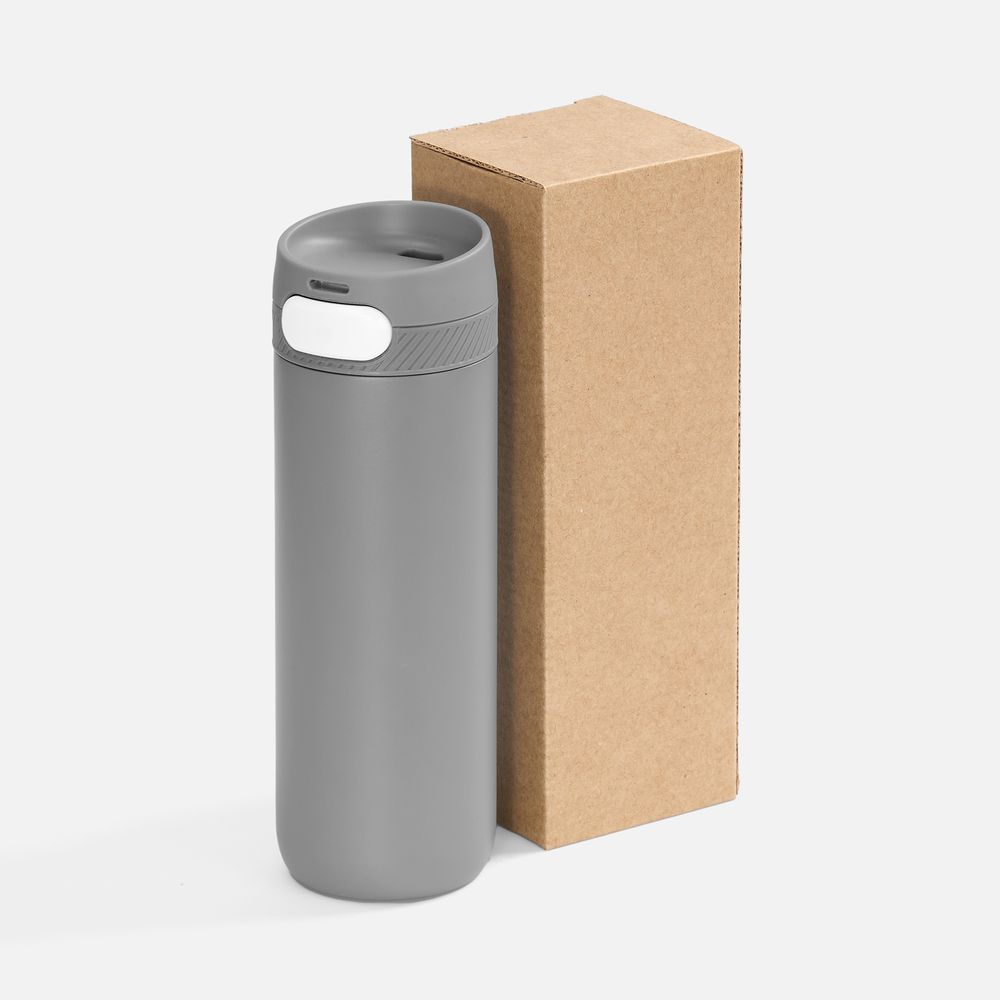 Термостакан X1 с цветной кнопкой, серый с белым / Миниатюра WWW (1000)