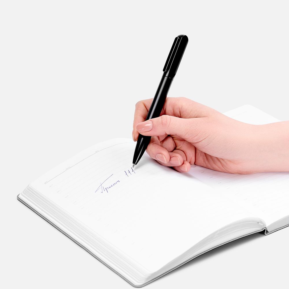 Ручка шариковая Lucenti с подсветкой логотипа, в футляре, черная / Миниатюра WWW (1000)