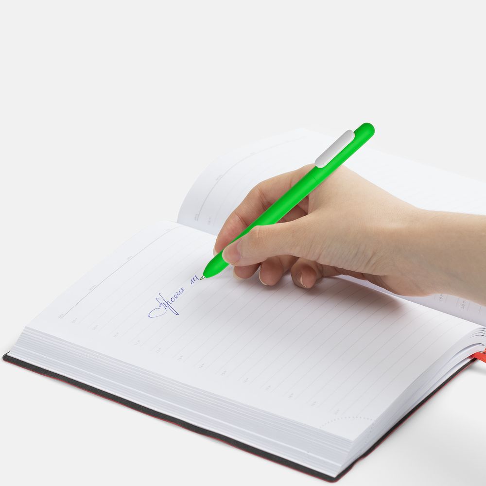 Ручка шариковая Slider Soft Touch, зеленая с белым / Миниатюра WWW (1000)