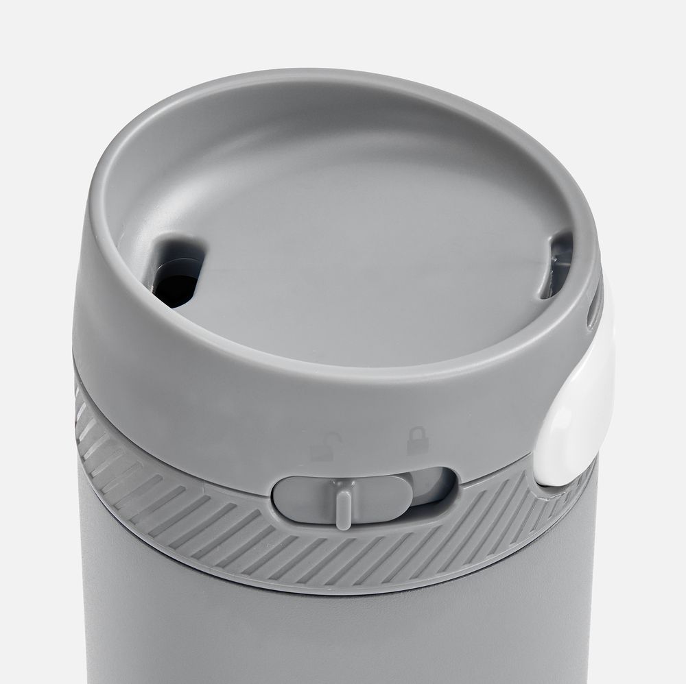 Термостакан X1 с цветной кнопкой, серый с белым / Миниатюра WWW (1000)