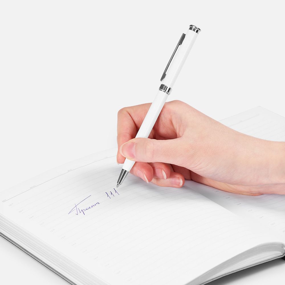 Ручка шариковая Finn Chrome, белая / Миниатюра WWW (1000)