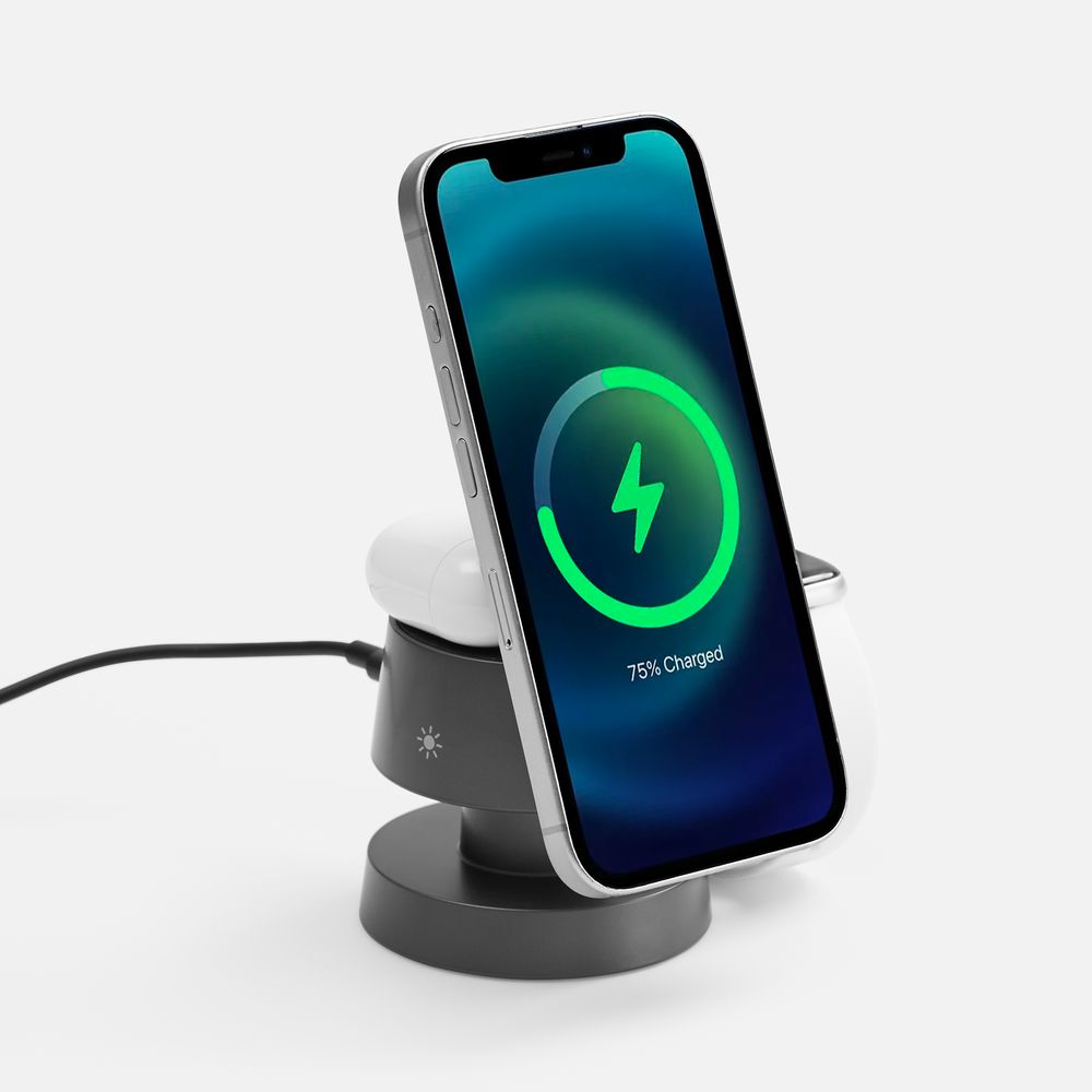 Станция беспроводной зарядки с подсветкой Lume, серая / Миниатюра WWW (1000)