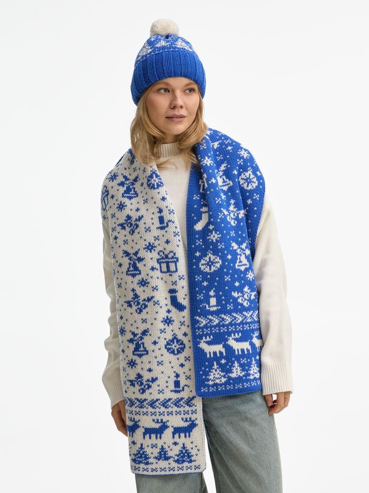 Шарф Holidale, синий с молочным / Миниатюра WWW (1000)