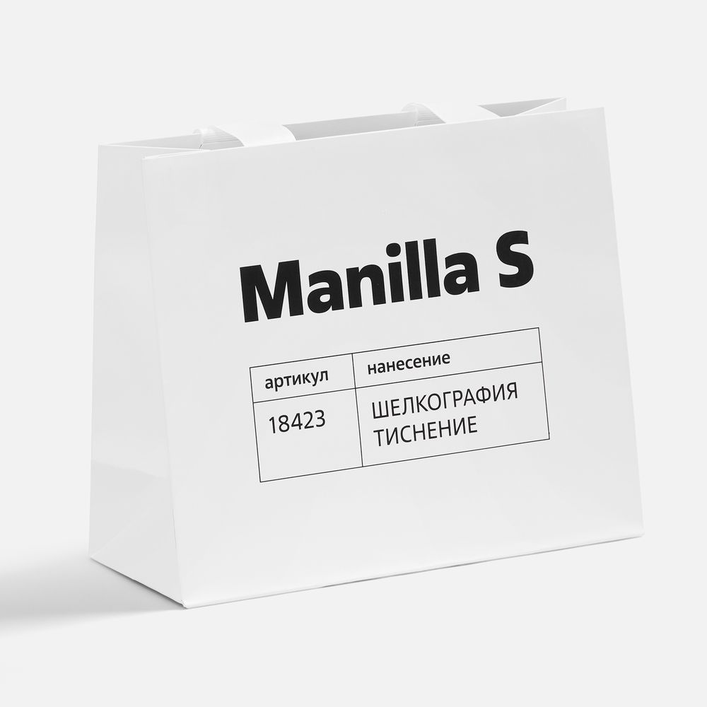 Пакет бумажный Manilla M, белый / Миниатюра нанесения (1000)