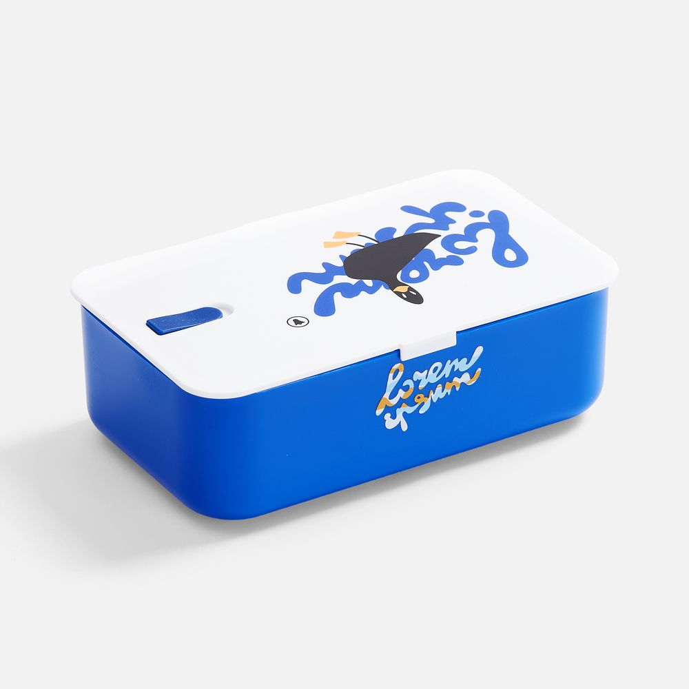 Ланчбокс Lunch Hour, белый с синим / Миниатюра нанесения (1000)