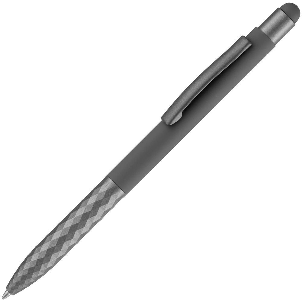 Ручка шариковая со стилусом Digit Soft Touch, серая / Миниатюра WWW (1000)
