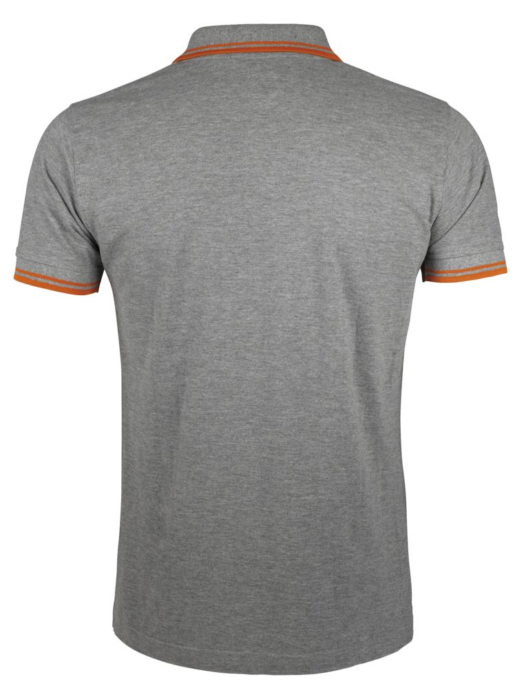 Рубашка поло мужская Pasadena Men 200 с контрастной отделкой, серый меланж c оранжевым / Миниатюра WWW (1000)
