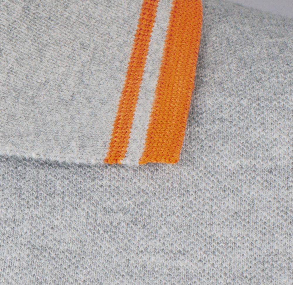 Рубашка поло мужская Pasadena Men 200 с контрастной отделкой, серый меланж c оранжевым / Миниатюра WWW (1000)