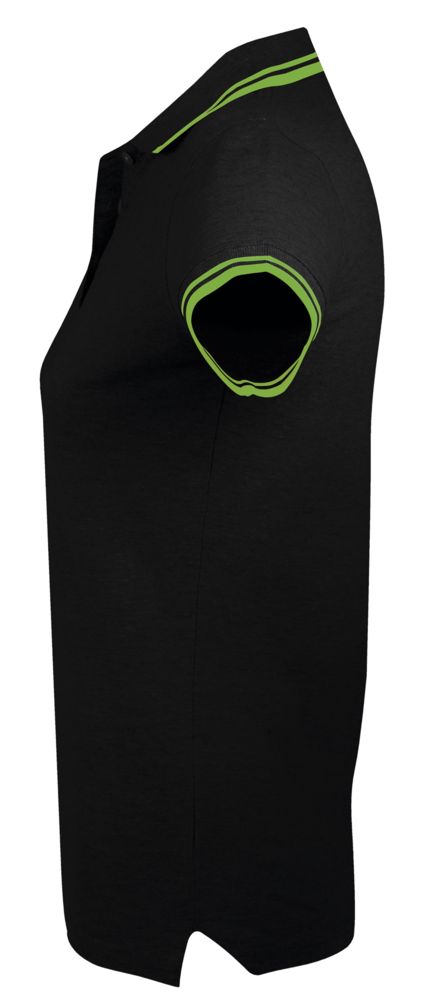 Рубашка поло женская Pasadena Women 200 с контрастной отделкой, черная с зеленым / Миниатюра WWW (1000)
