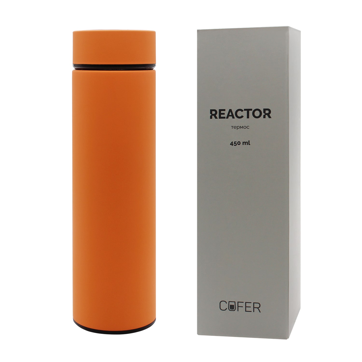 Термос Reactor софт-тач с датчиком температуры (оранжевый) / 