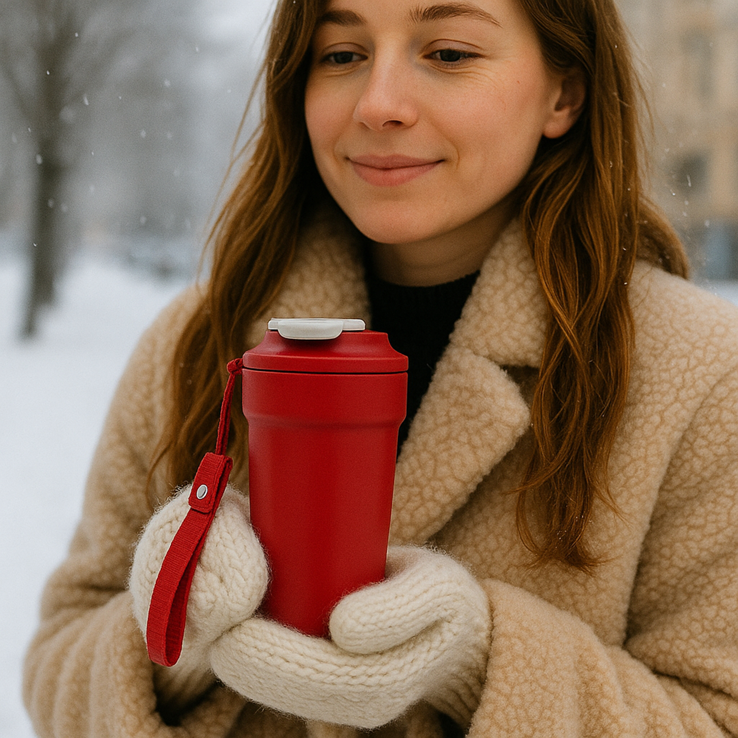 Термостакан TEDGE (красный с белым) / 