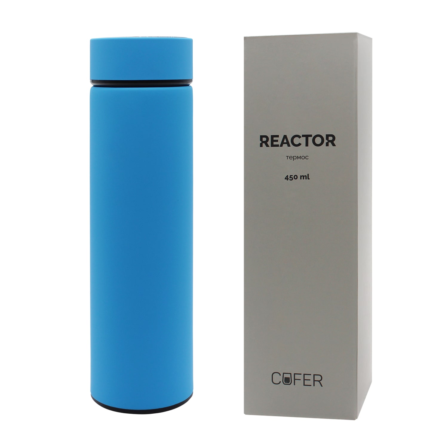 Термос Reactor софт-тач с датчиком температуры (голубой) / 